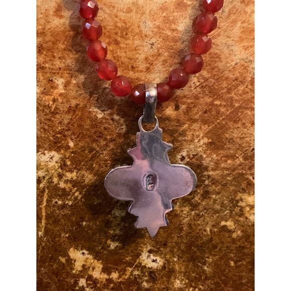 Carnelian Agate and Sterling Silver Pendant and Necklace - Picture 9 of 10